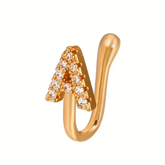 S&S Letter Zircon Non-Piercing Nose Clip Stud | A–Z | Gold & Silver
