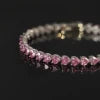 ArtistA Custom Romantic Heart Shape Colored White Pink Green Blue Moissanite 4MM 5MM 6.5IN 925 Silver Tennis Bracelet in Stock