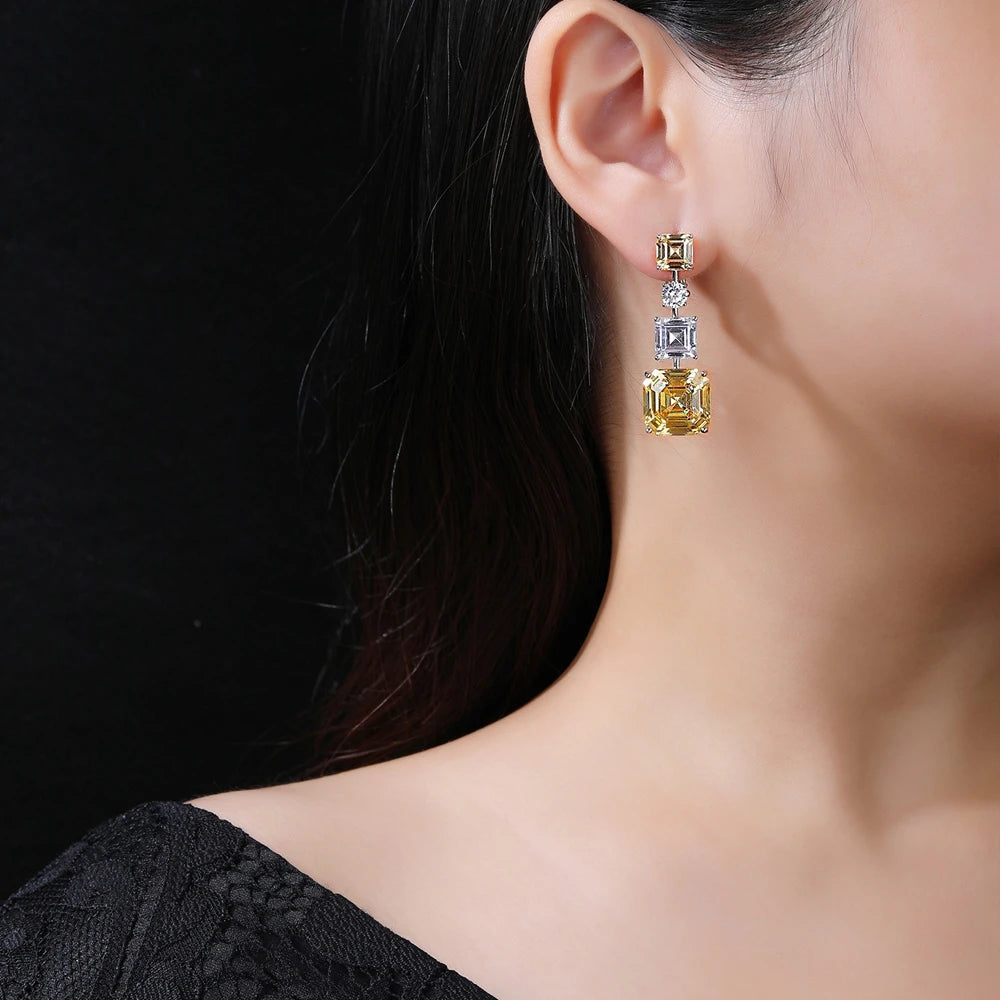 MUSHAN Jewelry Factory S925 Sterling Silver Stud Earrings Light Luxury and HighEnd HighCarbon Diamond Electroplated Gold Jewelry