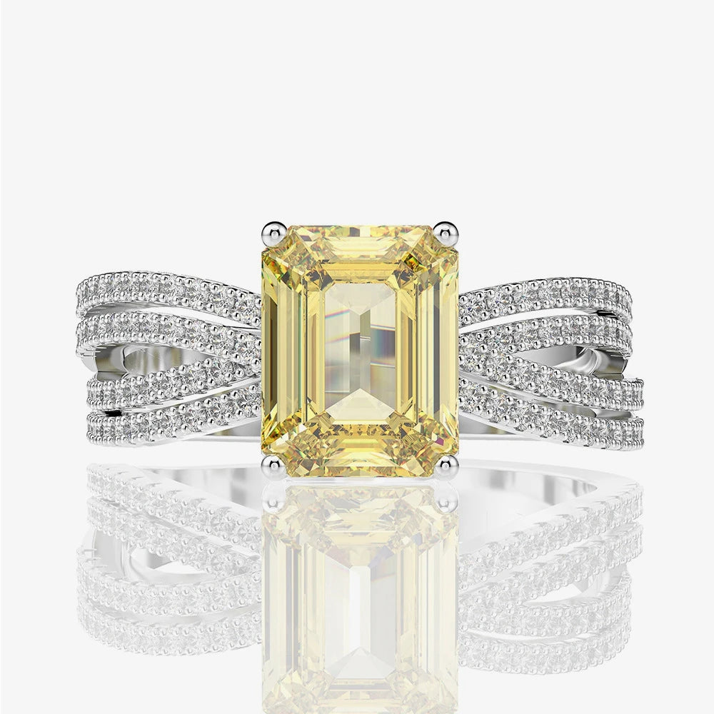 MUSHAN Jewelry Factory 925 Silver Imitation Diamond Ring for Women Luxurious 3 Carat Rectangular 7*9mm