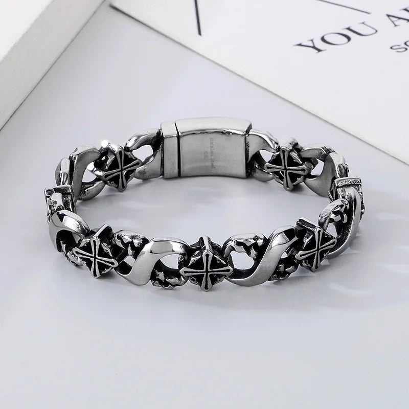 KALEN 220mm Gothic Elements Punk Stainless Steel Links Bracelet