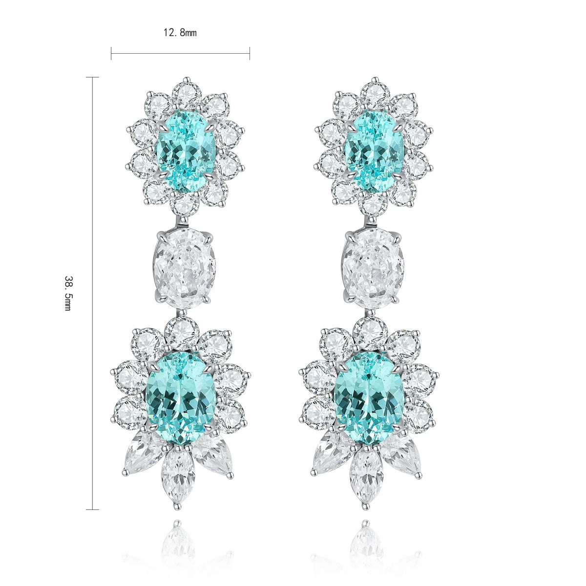 Gemfiori Flower Shaped S925 Silver Earrings for Women's Earrings Oval 3CT Lab Grown Emerald Ruby Sapphire Wedding Jewelry Gift Ideas