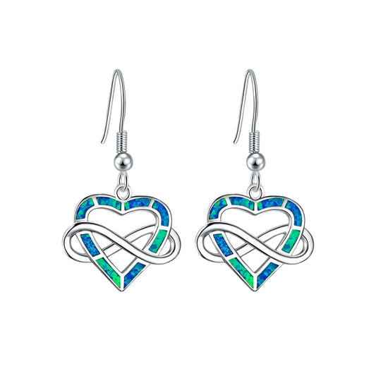 Trendy Dainty Brass Silver Plated Christian Opal Heart Shaped Love Pendant Earrings Cute Minimalist Gift Jewelry Bulk Supply