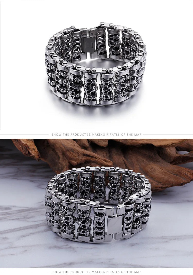 Wholesale New KALEN Men's Titanium Steel Skull Punk Charm Bracelet Trendy Fashion Accessories Personality Jewelry for