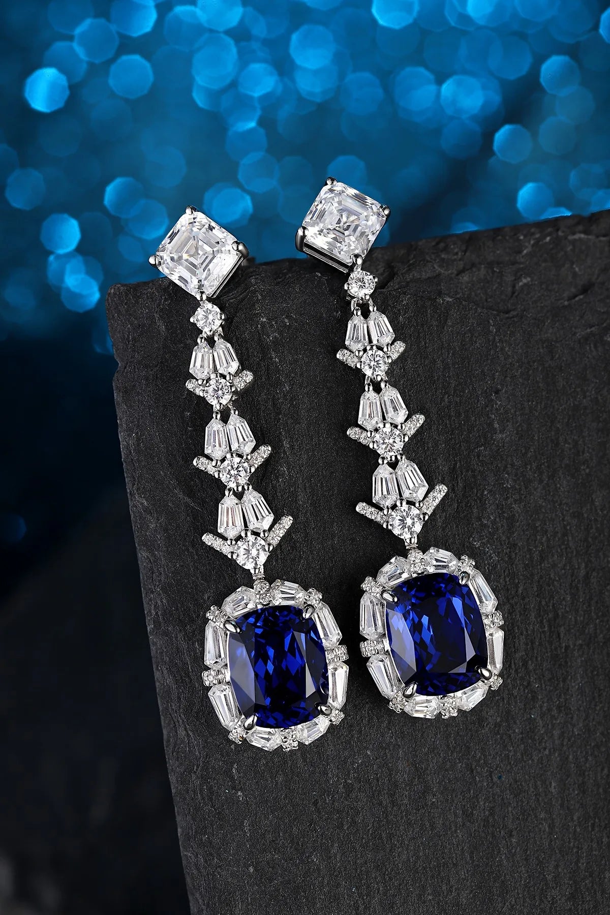 Gemfiori Anster High Quality S925 Lab Grown Sapphire Earring Stud Dainty Gemstone Stud Earrings for Women Daily Wear Gift