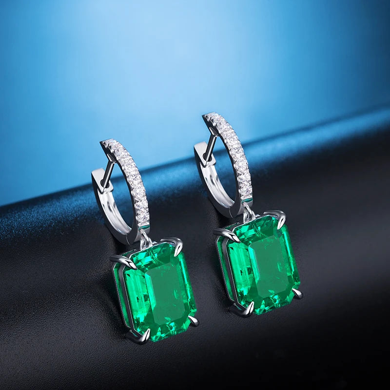 Gemfiori 18k gold 12*9mm 4.3ct lab grown hydronemerald diamond fashion drop earring from custom Gemfiori