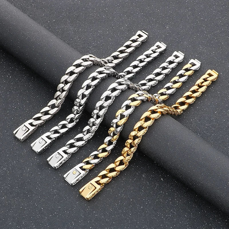KALEN Polished/Brushed Fashion Bracelets Fine Jewelry Stainless Steel Gothic Links Bracelet