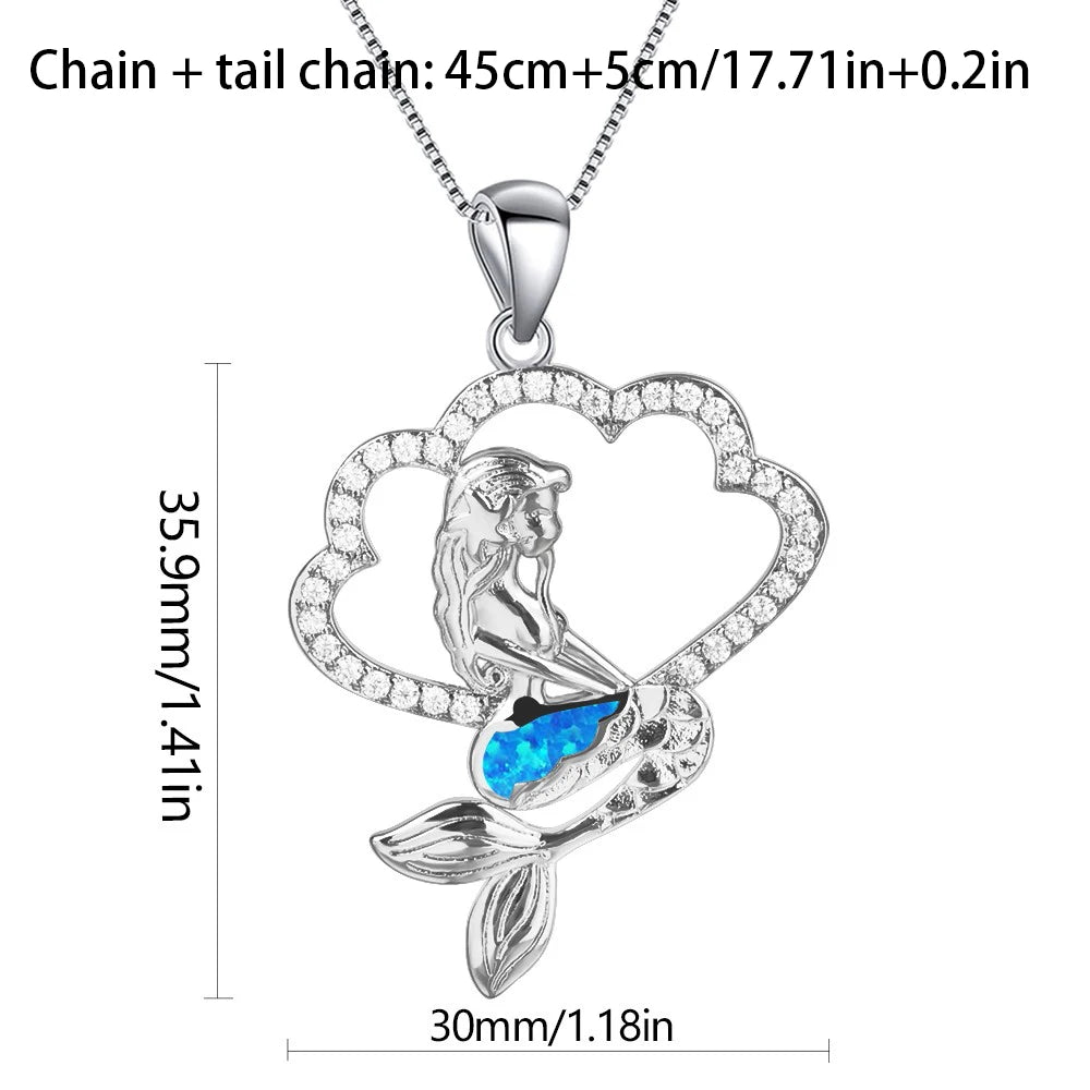 Chic Coastal Mermaid Necklace Aobao Decorative Inlaid Pendant Fashion Jewelry