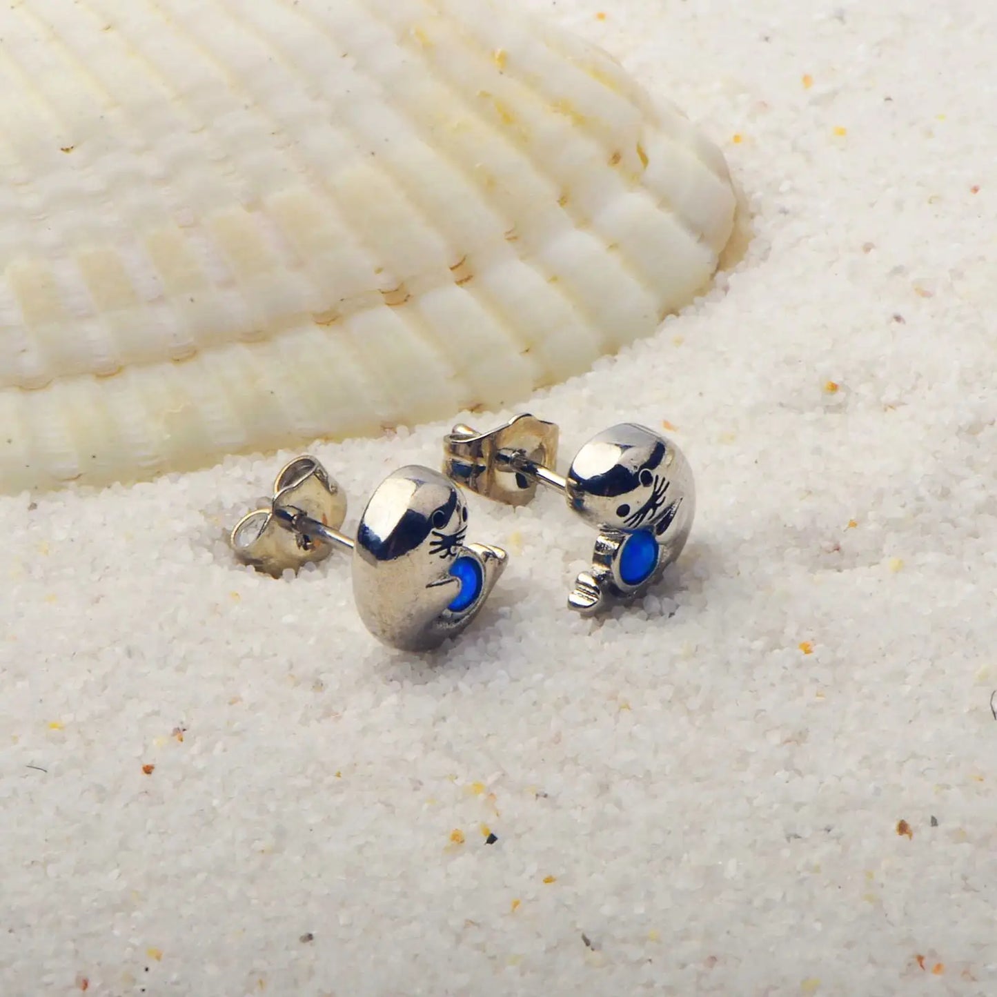 Aobao Silver Plated Brass Opal Christian Animal Stud Earrings Bohemian Style Women's Gift