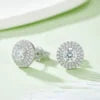 ArtistA T93A Abiding Round Brilliant Cut Simulated Diamond Moissanite Double Halo Necklace Earings Ring 925 Jewelry Set for Bridal
