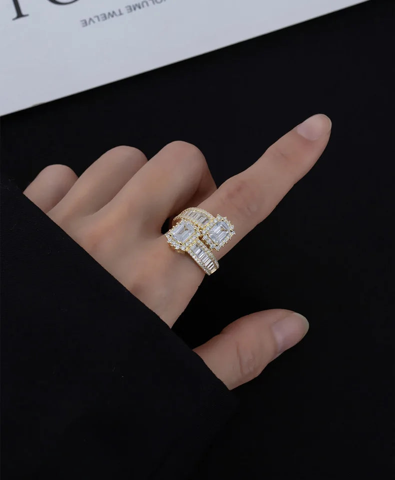 MuShan Jewelry Factory  Elegant Purple Diamond 10 * 16 Oval High Carbon Diamond Ring for Ladies 925 Pure Silver Jewelry
