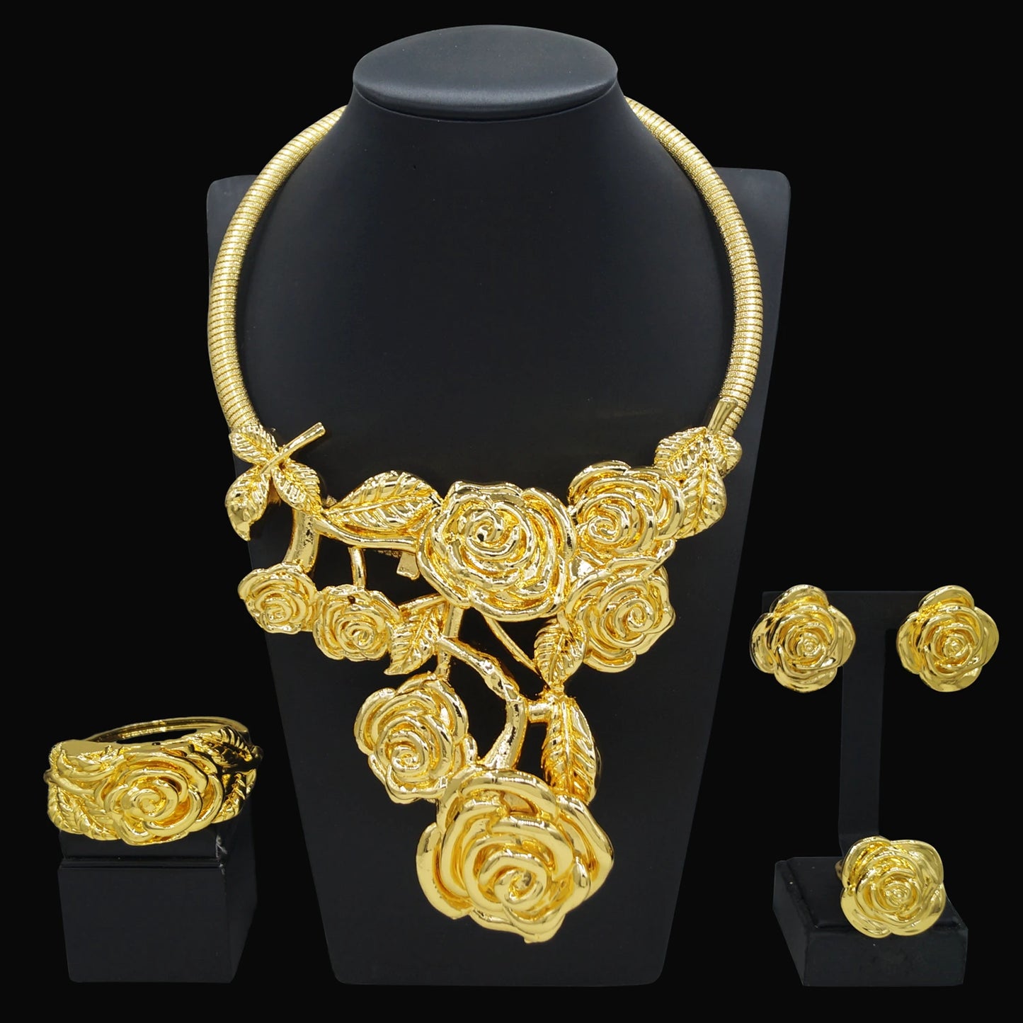 Zhuerrui Italiano Gold Designs Women Jewellery Set Party Fine Costume Jewelry Set Luxury Big Necklace Jewellery Sets HK0227