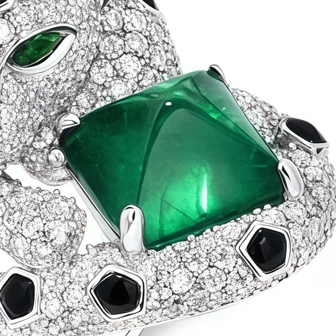 MUSHAN Jewelry Factory 925 Silver Rings High Carbon Diamond Emerald Leopard Shape Wedding Bands Luxury Designer Jewelry Ring