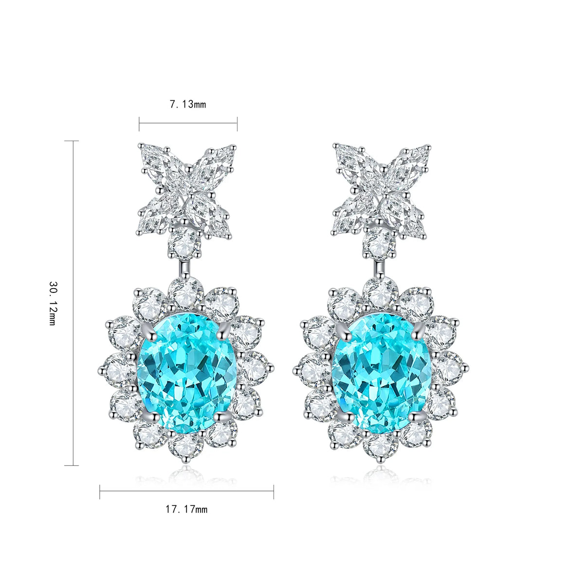 Gemfiori Anster High Quality S925 Lab Grown Paraiba Earring Stud Dainty Gemstone Stud Earrings for Women Daily Wear Gift