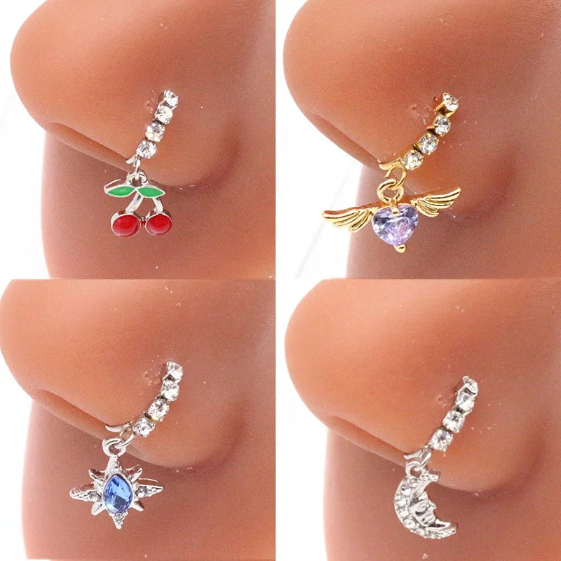 S&S Stainless Steel Dangle Hoop Nose Ring Collection | 66 Designs
