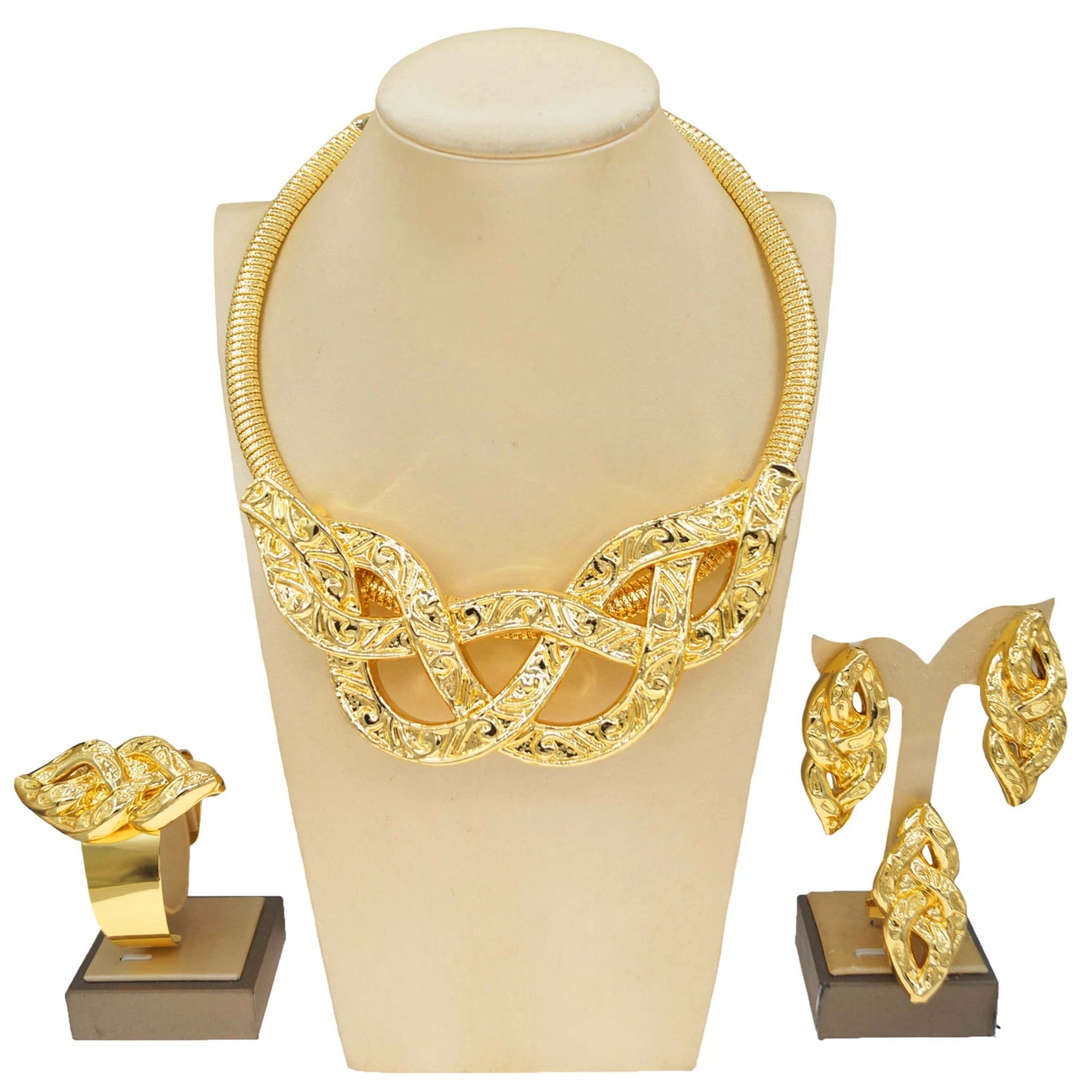 Zhuerrui Luxury Fashion Women's Jewelry Set Gold Plated Chain Classic High-End Dubai Wedding Accessories With Hand GiftsHK005822