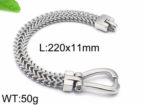 KALEN Punk Herringbone Chain Fine Jewelry Fashion Bracelets Men Stainless Steel Skull Charm Bracelet Bangle
