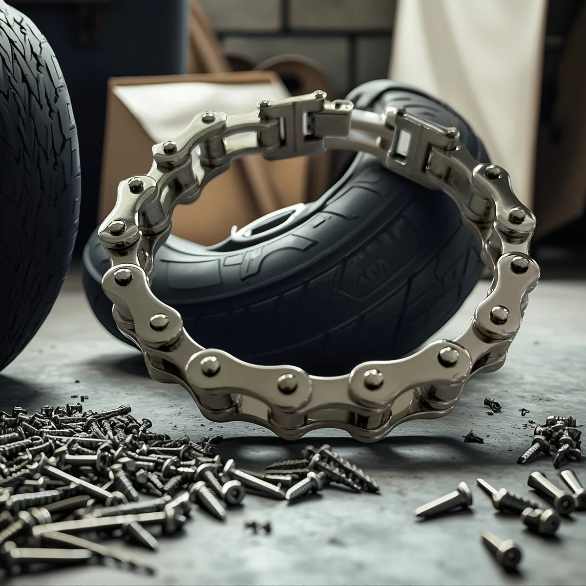 S&S Private Label Unisex Chain & Link Bicycle Motorcycle Bracelet Fashion Stainless Steel Natural Stone Trend Rock Personalized