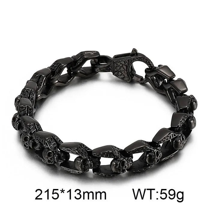 KALEN Premium Jewelry Fashion Bracelets Stainless Steel Punk Skull Links Bracelet Bangle for Men