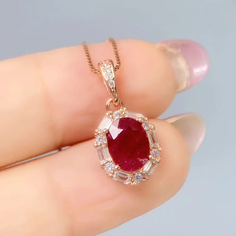 Gioiellieri Vintage Ruby Pendant with Natural Red Gemstone for Women 925 Sterling Silver July Birthstone Fine Jewelry Handmade Luxury Gift