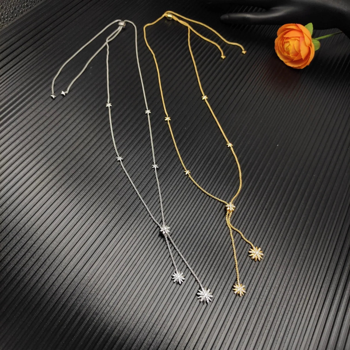 DY High-Quality Silver-Plated Star and Diamond Necklace. Gold-Plated Diamond Necklace. Jewelry Wholesale.