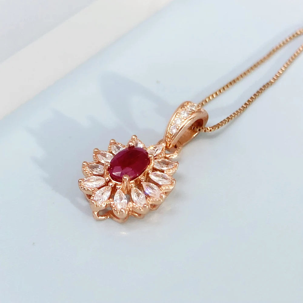 Gioiellieri Ruby Pendant with Natural Red Gemstone for Women 925 Sterling Silver July Birthstone Fine Jewelry Romantic Anniversary Gift