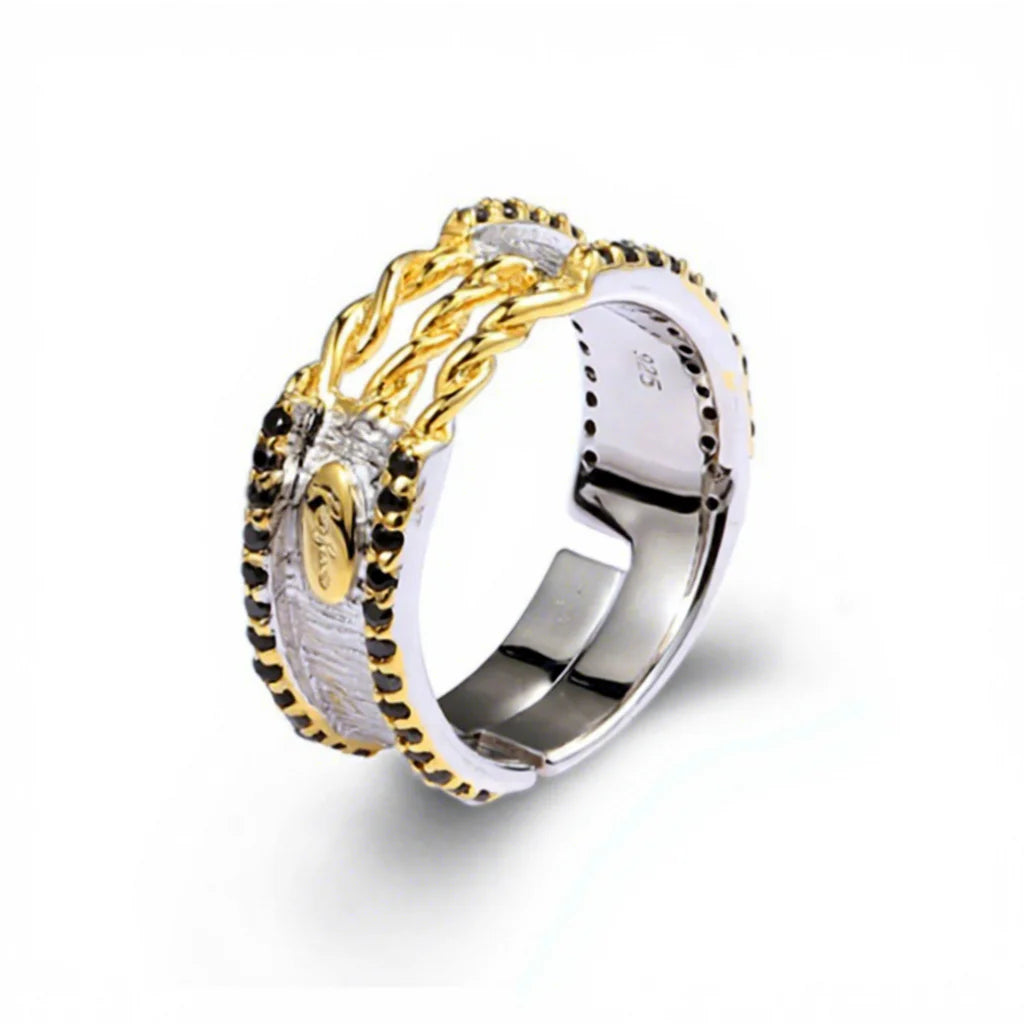 Handmade Fashion Black Spinel 925 Sterling Silver Ring