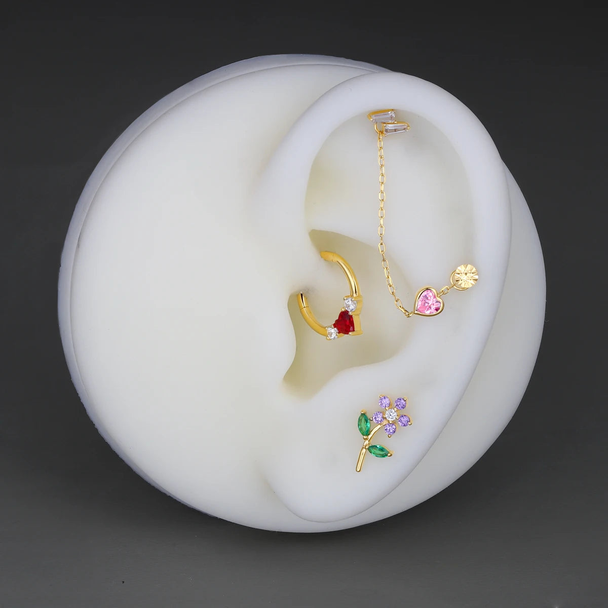 Eternal Metal ASTM F136 Titanium Multi Color CZ Flower Ear Piercing Navel&Labret Jewelry Internally Threaded Ends Tops