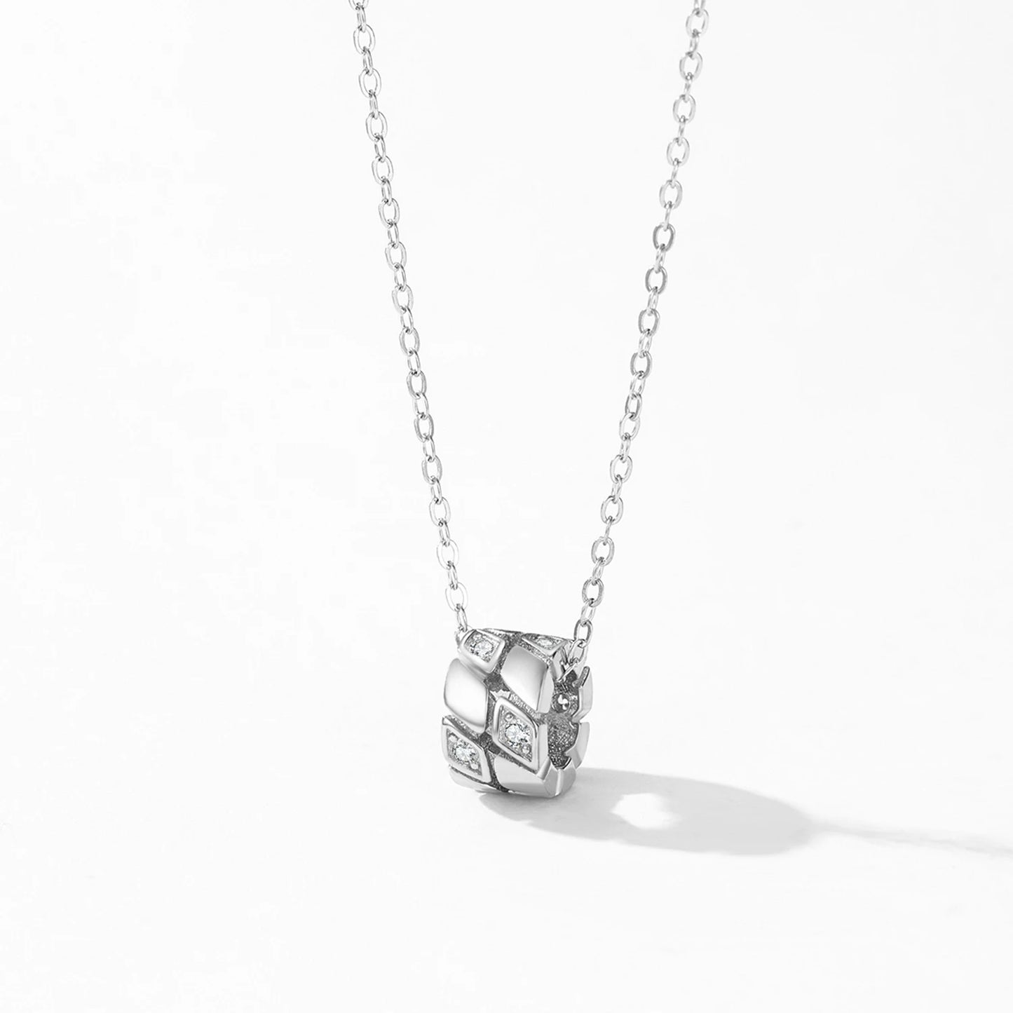 Ailmay 925 Sterling Silver Geometric Design Circle Pendant Necklace Hoop Earrings Set For Women's Holiday Or Anniversary Gift