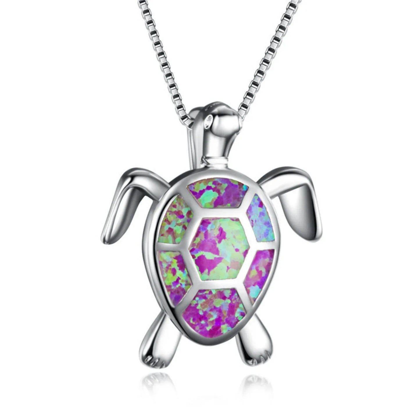 Trendy Copper Opal Turtle Pendant Necklace-Dainty Sweater Chain Link for Women Fashion Jewelry