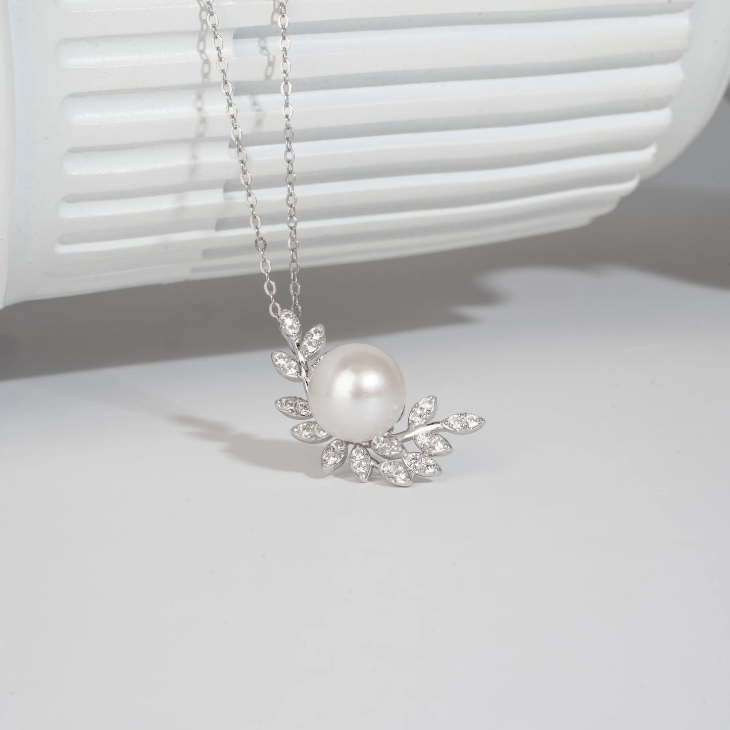 AKOYA 9-10MM High Quality Pearl Jewelry Natural Seawater Round Pearl Necklace 925 Silver Zircon Jewelry