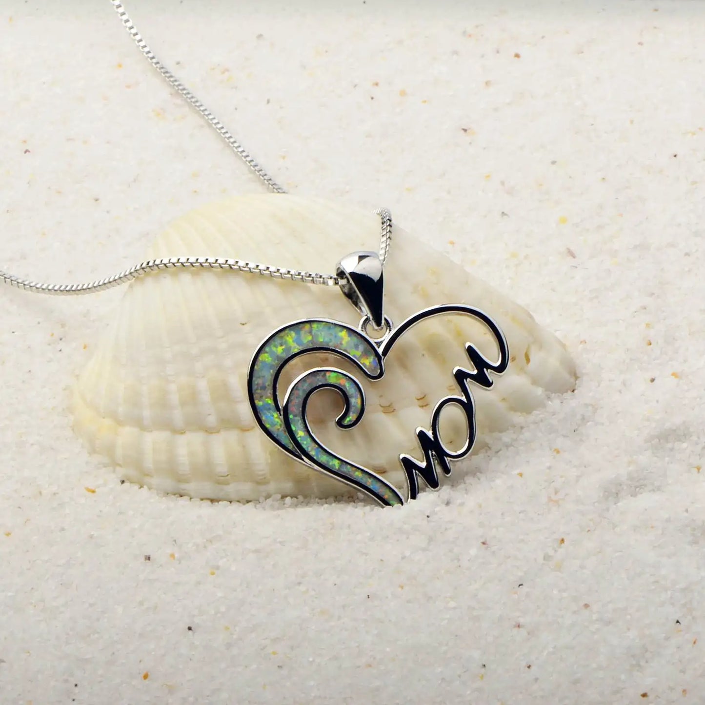 TikTok INS Wind Hawaii Beach Explosion Brass Opal Love Pendant Necklace Cute Style Children's Wholesale Inlaid Charms
