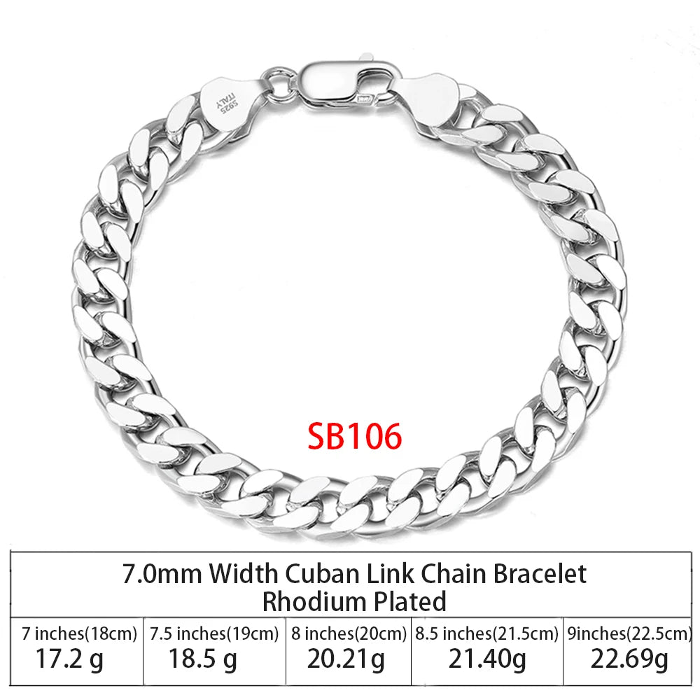 RINNTIN SC36 925 Sterling Silver Chains Hip Hop Jewelry 3.6/5/7mm Chunky Diamond-Cut Cuban Link Chain Necklace for Men Women