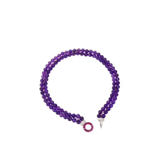 Silverelli | 925 Silver Natural Amethyst & High Carbon Diamond Pendant Necklace | Gold Plated