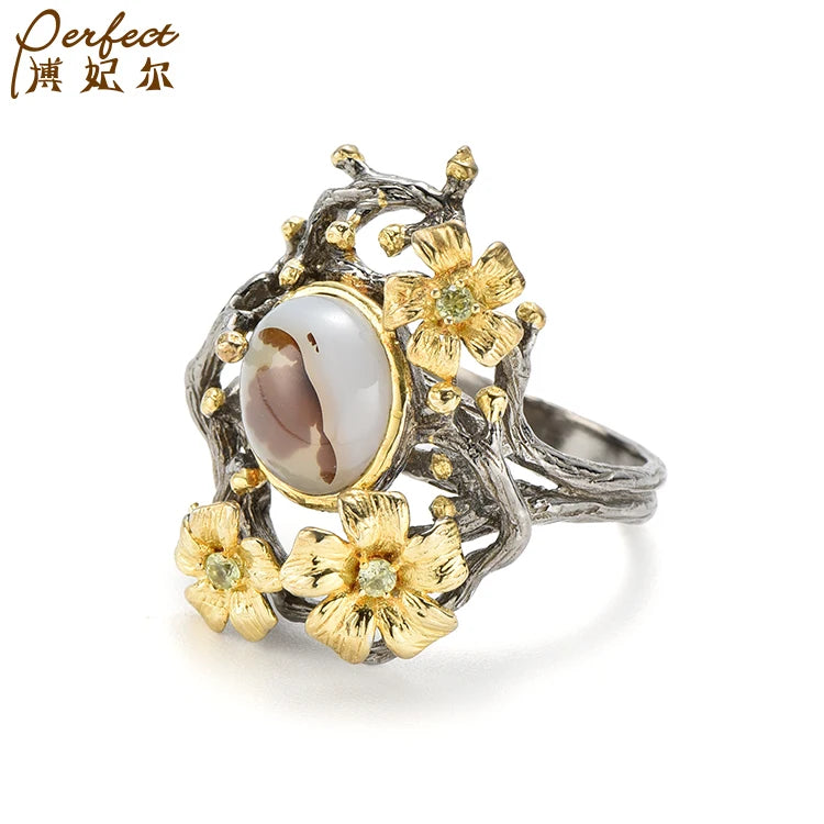 Fashion Design Latest Marine Chalcedony Jewelry Handmade 925 Sterling Silver Ring