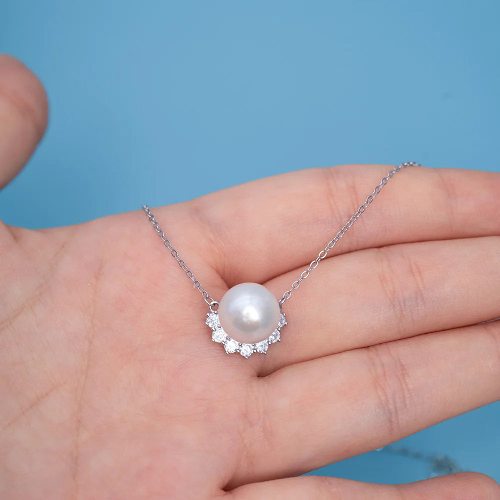 AAA Akoya Pearl Necklace Unique 925 Silver Jewelry Design Fashionable Natural Seawater Round Pearl Unique Jewelry