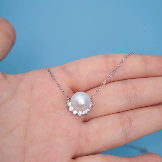 AAA Akoya Pearl Necklace Unique 925 Silver Jewelry Design Fashionable Natural Seawater Round Pearl Unique Jewelry