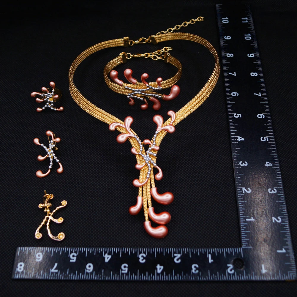 Zhuerrui Italiano Gold Designs Women Jewellery Set Party Fine Costume Jewelry Set Luxury Big Necklace Jewellery Sets X0008230