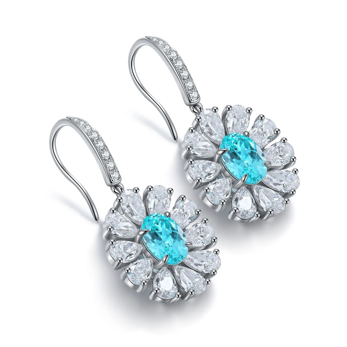 Gemfiori Anster High Quality S925 Lab Grown Paraiba Earring Stud Dainty Gemstone Stud Earrings for Women Daily Wear Gift