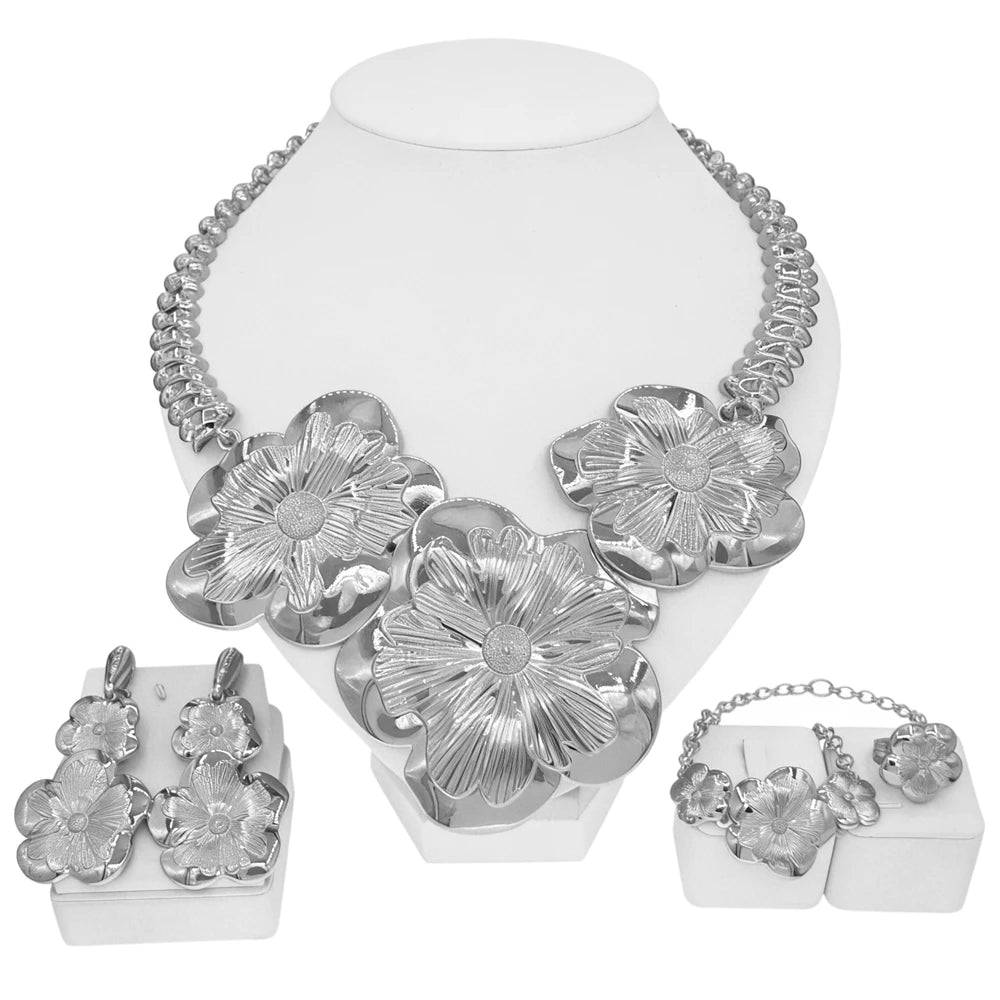 Italian Jewelry Set Alloy Brazilian Jewelry Sets Wedding Party Pendant Spiral Necklace Bracelet Ring Earrings Jewelry Set X00119