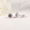 ArtistA Abiding Halo Solitaire Multi-shape Design 925 Sterling Silver Lab Grown Alexandrite Stud Earrings Hoop Earrings Gold Plated