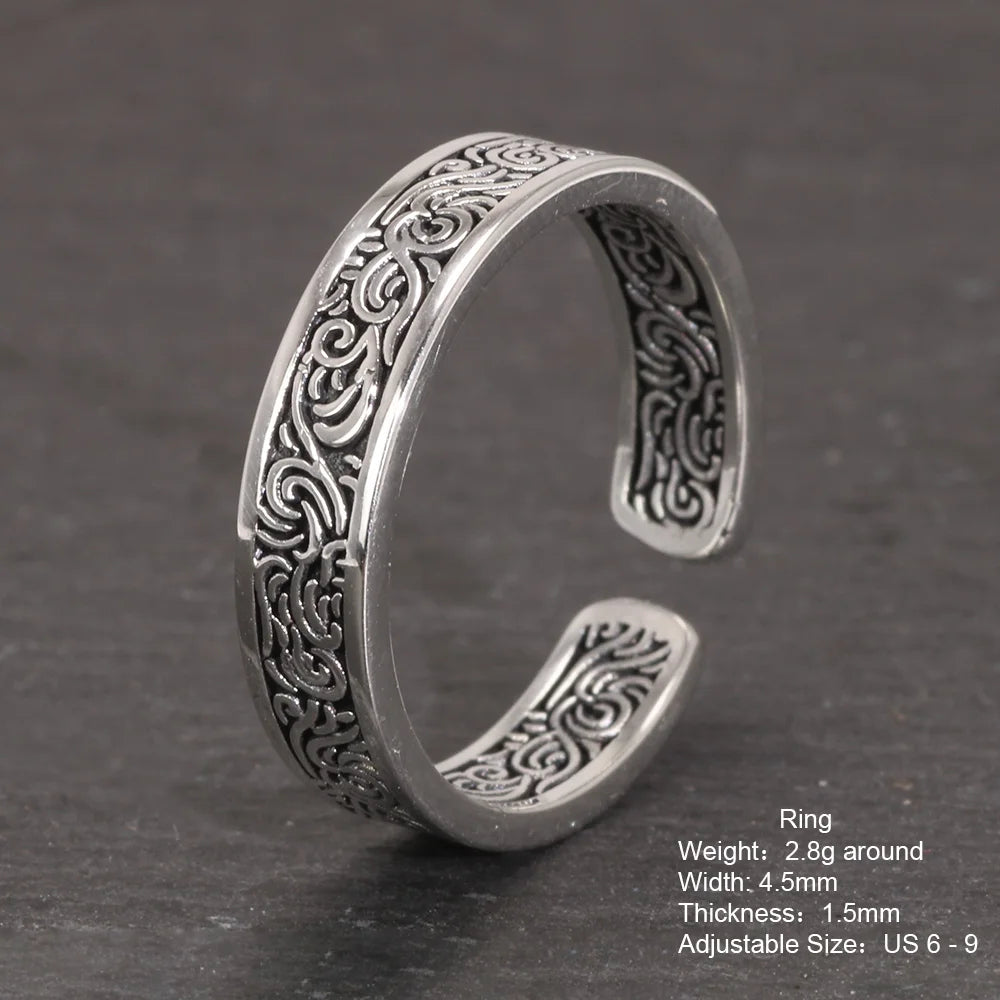 REBEL 925 Sterling Silver Vintage Plant Pattern Jewellery Set
