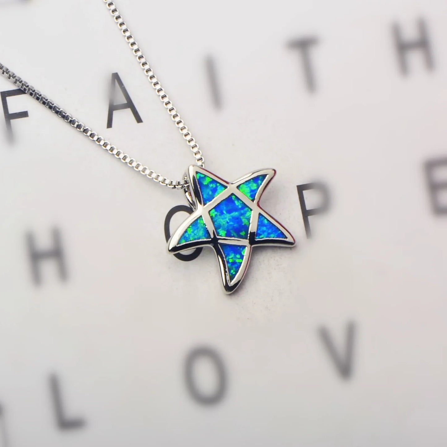 TikTok INS Wind Hawaii Beach Explosion Brass Opal Five-Pointed Star Necklace Cute Style Children's Wholesale Inlaid Charms