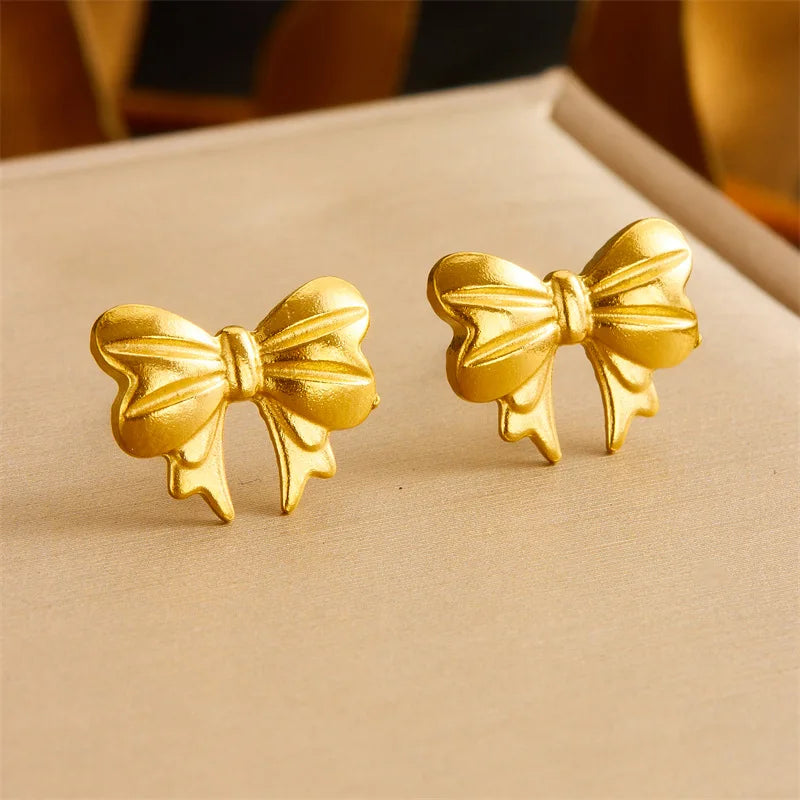 Gold Crystal Bow Knot Necklace, Earrings & Bracelet Jewellery Set | Sparkling Classic Set