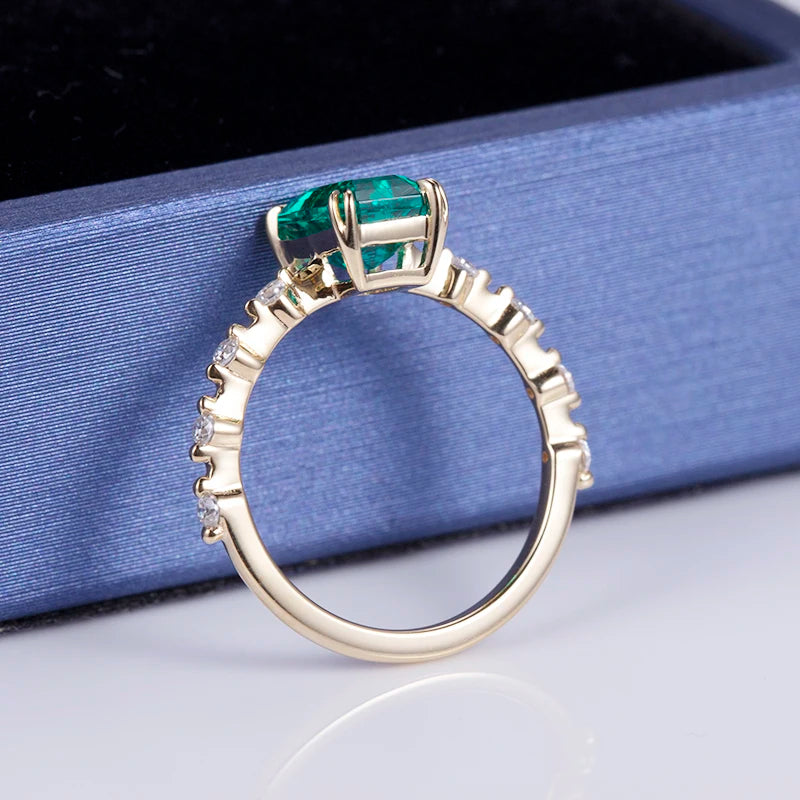 MSR-551 18k Gold Custom Women Jewelry Luxy Emerald Cut Lab Grown Gemstone Ring