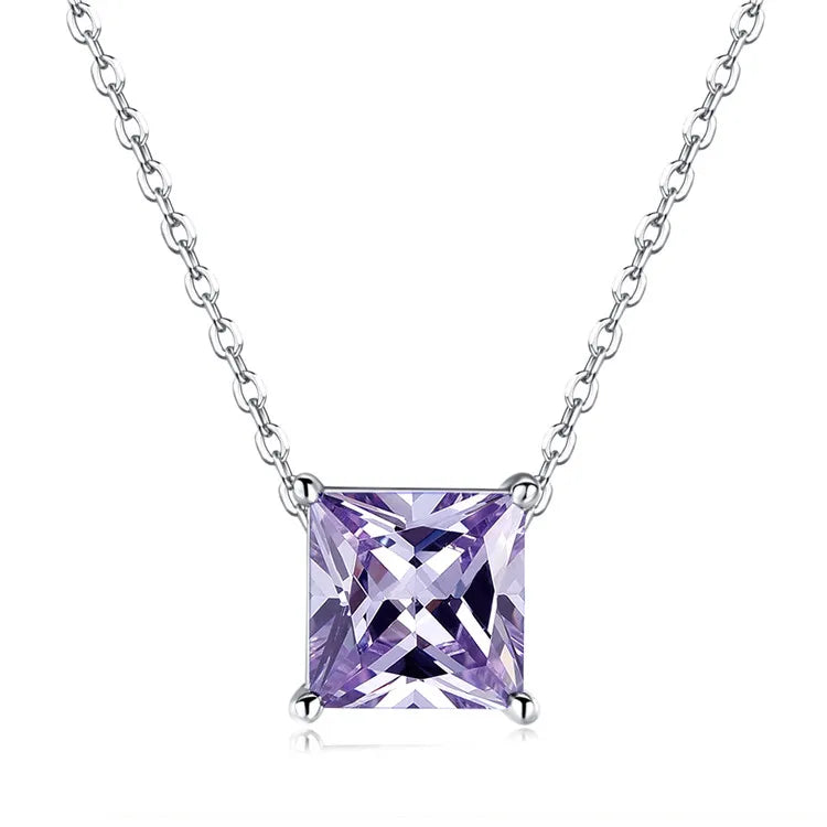 S&S 925 Silver CZ Birthstone Charm Pendant Necklace | Claw-Set Zirconia | 12 Styles