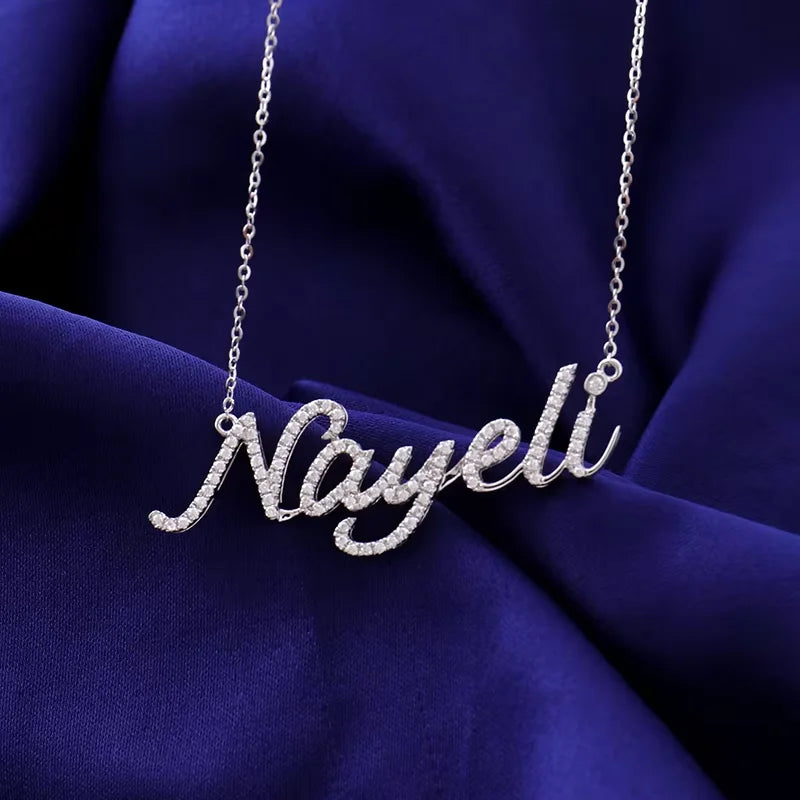 Gemfiori Provence Gem 18k Solid Gold Custom Initial Alphabet Moissanite Diamond Letter Pendant Necklace 1.8inches