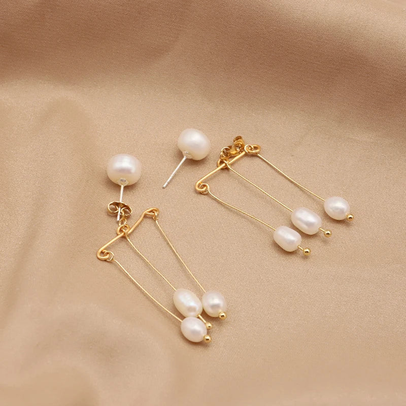 New Jewelry Yiwu Wholesale Gold Plated Natural Pearl Earings Jewelry Women Korean Wholesale Bulk 18K Gold Plated Jewelry