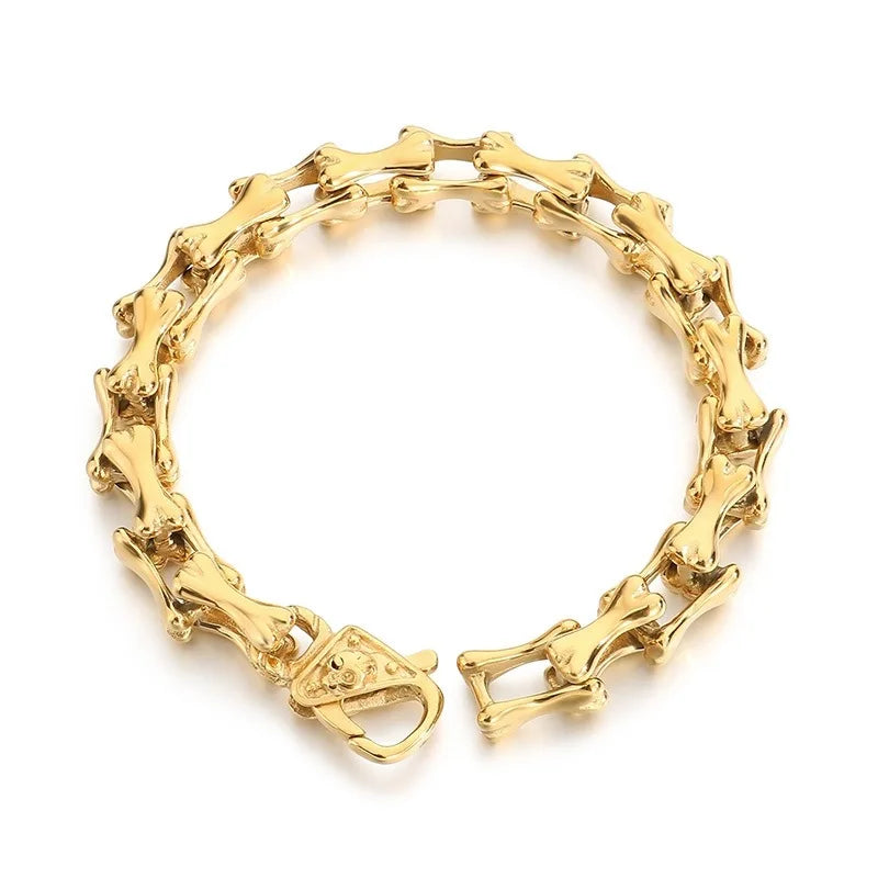 REBEL Gothic Skull & Bone Stainless Steel Bracelet