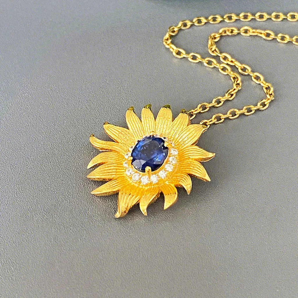Gioiellieri New Design Rose Gold Plated Natural Fancy Colored Sapphire Fashion 925 Sterling Silver Fine Jewelry Engagement Pendant Necklace